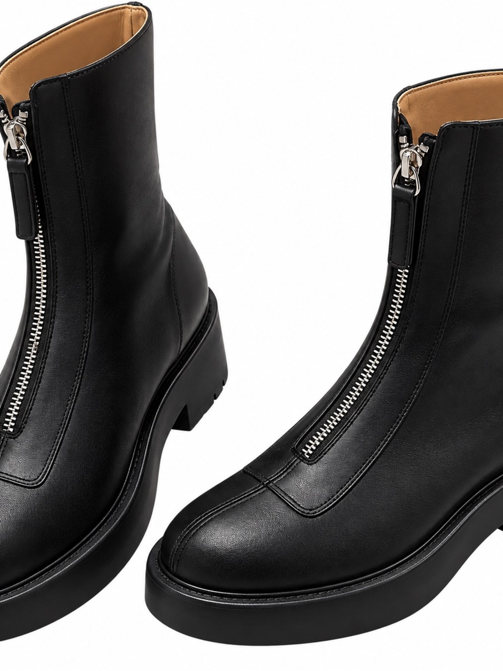 Steve Madden Black Front-Zip Platform Ankle Booties